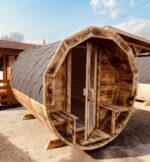 Fasssauna 350 cm mit innerem Vorraum und äußerer Terrasse – Bild 2