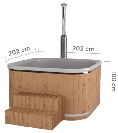 kúpacia kaďa kvadrátová s integrovanou pecou technický nákres